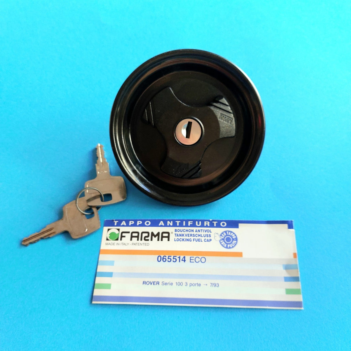 Tappo serbatoio antifurto FARMA 065514 ECO per Rover Serie 100 3 porte con due chiavi e cartellino