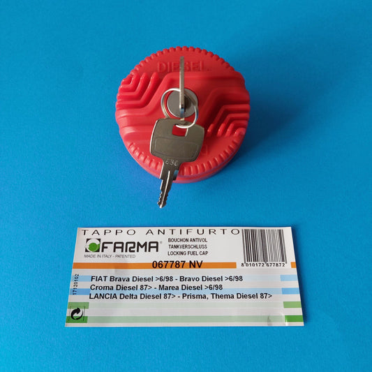 Tappo serbatoio antifurto FARMA 067787 NV rosso per Fiat e Lancia Diesel con due chiavi