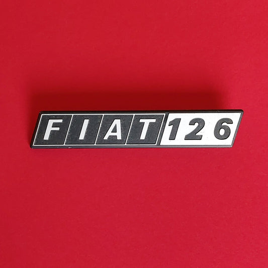 Targhetta posteriore aftermarket d’epoca in metallo per Fiat 126
