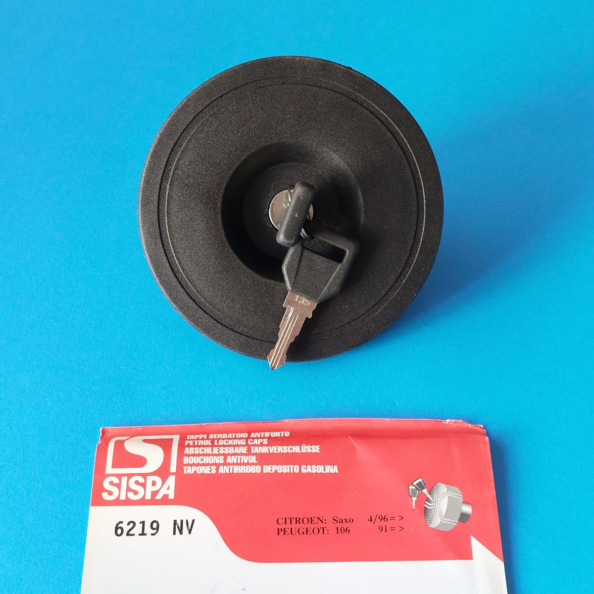 Tappo serbatoio antifurto SISPA 6219 NV con chiave per Citroën Saxo e Peugeot 106