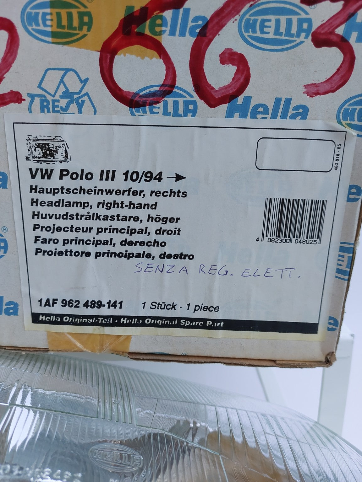 1AF962489141 Faro anteriore destro Hella Volkswagen Polo III NOS